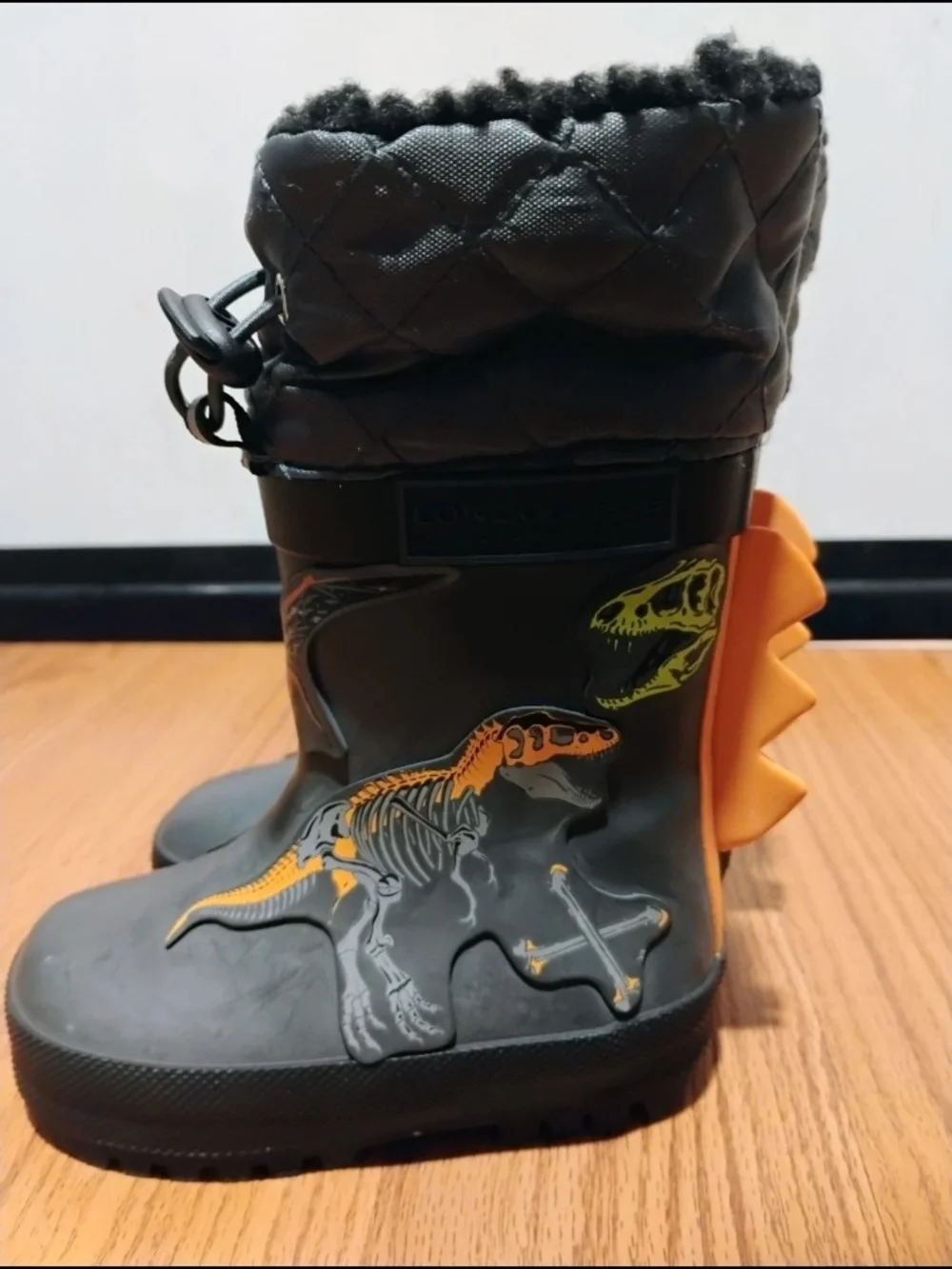 London Fog Kids Waterproof Gray Dino Rain Boots Size 5